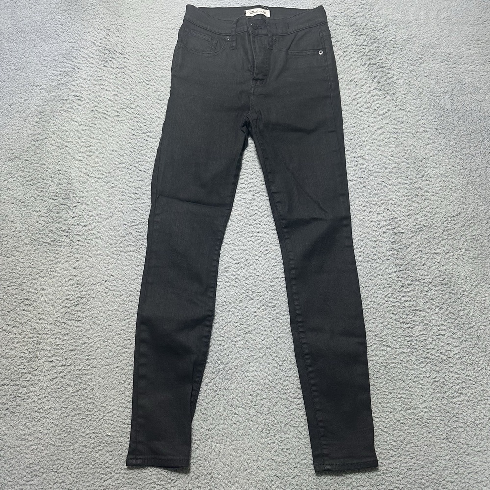 Madewell Women's Skinny Jeans Size 25 Black 9" High-Rise Denim‎ Ankle Grunge